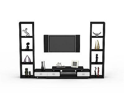 黑色电视柜组合模型3d模型