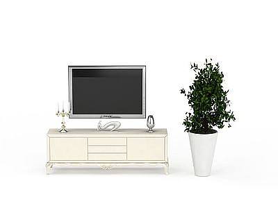 3d白色烤漆电视柜免费模型