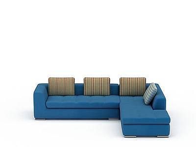 3d蓝色沙发免费模型