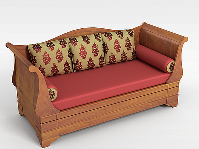 木质沙发模型3d模型