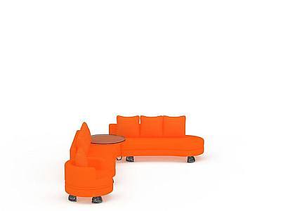 3d橘色沙发免费模型