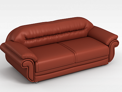 3d棕色皮质沙发模型