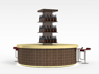 3d圆形酒吧酒柜模型