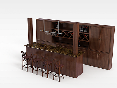 3d酒吧吧台模型