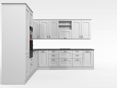 白色木质橱柜模型3d模型