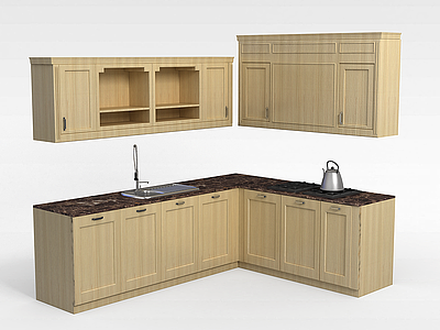 3d简约木质橱柜模型