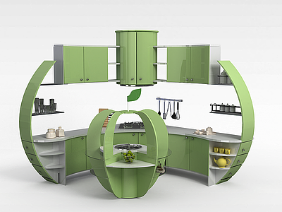3d个性绿色橱柜模型