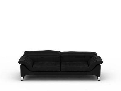 3d黑色牛皮沙发免费模型