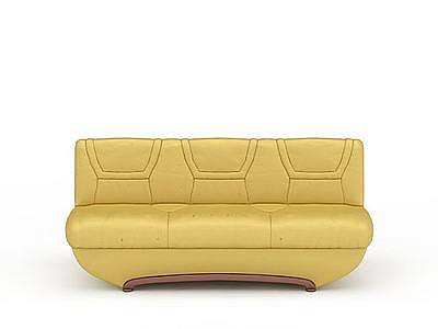 黄色皮质沙发模型3d模型