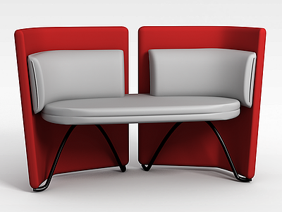 3d红色双人休闲椅模型