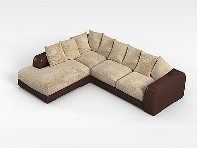 3dL型布艺沙发模型