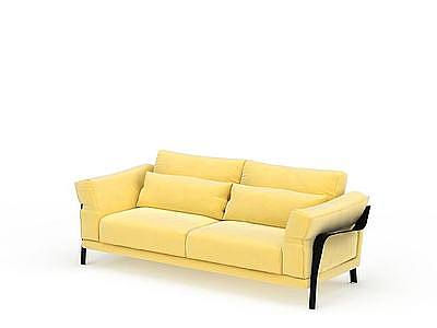 3d米黄布艺沙发免费模型