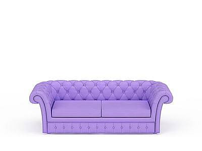 真皮紫色沙发模型3d模型