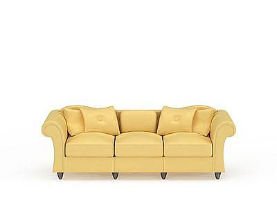 3d黄色多人沙发免费模型