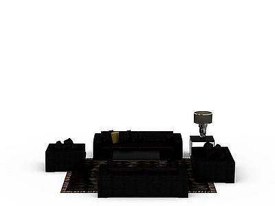 3d高档黑色沙发组合免费模型