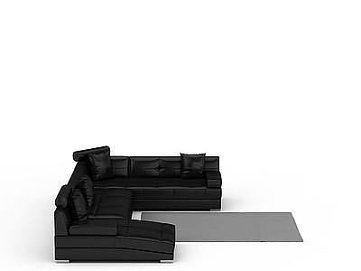 3d黑色U型沙发组合免费模型
