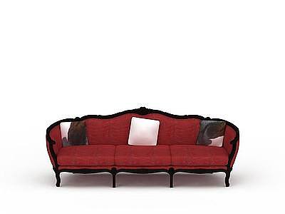3d红色欧式沙发免费模型