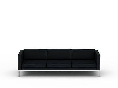 3d纯黑多人沙发免费模型