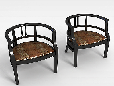 3d实木复古椅子模型