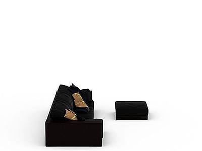 现代黑色沙发模型3d模型