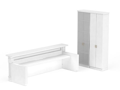 白色桌柜模型3d模型