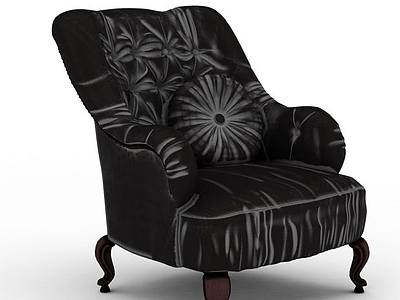 3d黑色雕花沙发免费模型