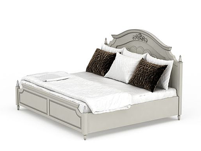 白色雕花床模型3d模型