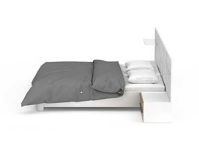 白色实木床模型3d模型