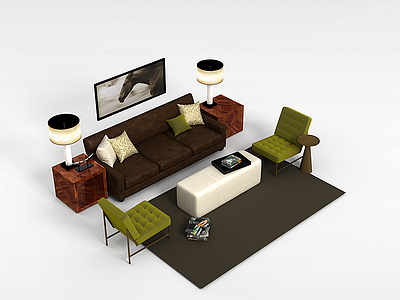 现代沙发套装模型3d模型
