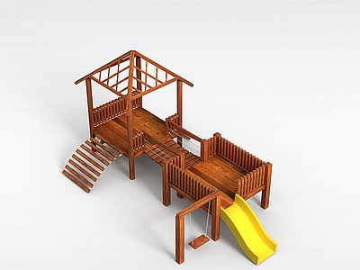 3d木质滑梯模型
