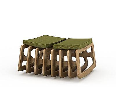 3d简约木凳免费模型