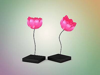 3d粉色莲花台灯模型
