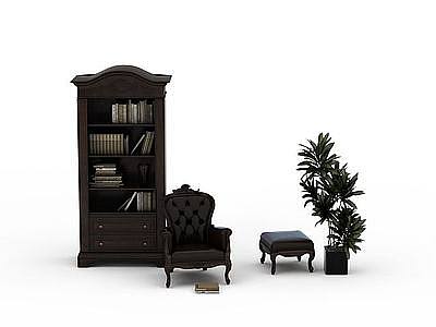 书房沙发组合模型3d模型
