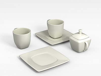 3d陶瓷杯子组合模型