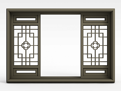 中式窗户模型