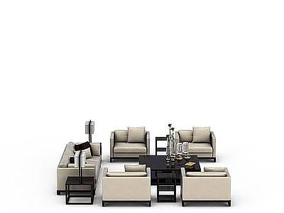 3d现代客厅沙发组合免费模型