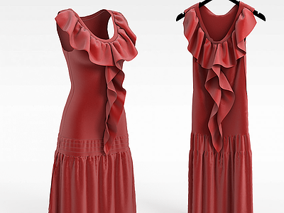 3d红色裙子模型