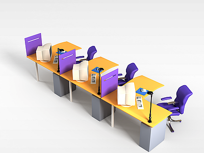 3d办公桌椅模型