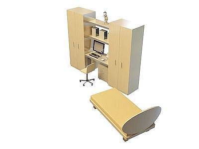 书房单人床模型3d模型