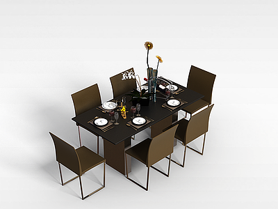 餐桌椅组合模型3d模型