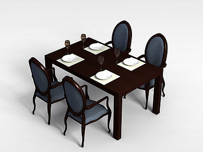 古典餐桌椅组合模型3d模型