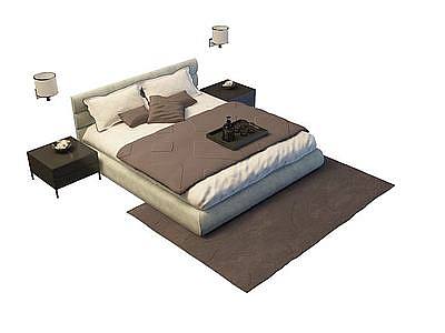 3d舒适软包床免费模型