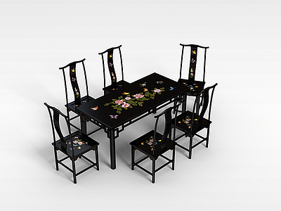 古典桌椅组合模型