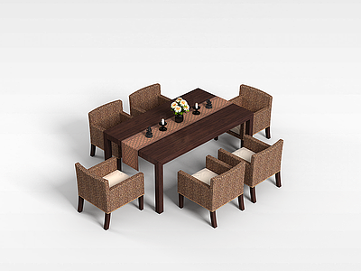 3d高档餐桌椅模型