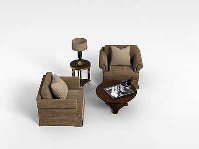 3d商务沙发椅茶几组合模型