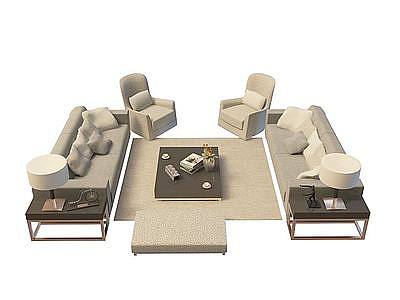 3d客厅沙发茶几组合免费模型