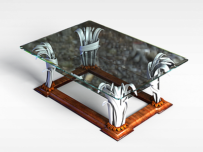 钢化玻璃茶几模型3d模型
