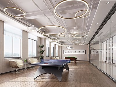 现代乒乓球台球活动室模型3d模型