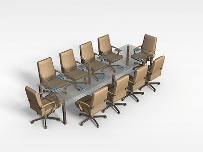 3d时尚会议桌椅模型