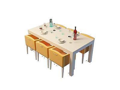 3d现代餐桌椅免费模型